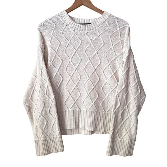 SANCTUARY Cable Knit Sweater Women's XL‎ Cotton Crewneck Coastal Nautical Preppy - Picture 1 of 9